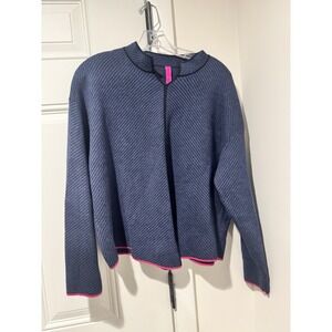 Zaket & Plover Neru Collar Sweater Cashmere Cotton Blend Contemp Knit Navy XL